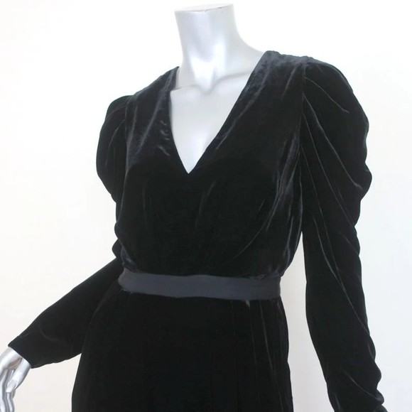 Ulla Johnson Jumpsuit Sabine Black Velvet Size 6 Long Sleeve V-Neck NEW - Picture 3 of 8